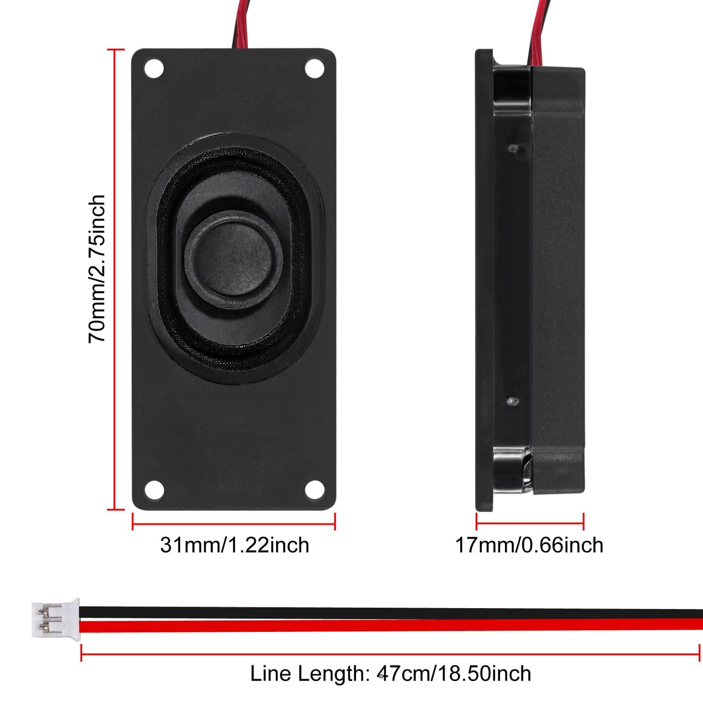 4Pcs Audio Speaker 5 Watt 8 Ohm Speaker 8ohm 5W Loundspeaker JST-PH2.0 Interface Speaker for Small Electronic Projects Advertising Machines LCD TV
