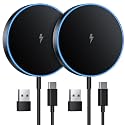 2 Pack Magnetic Wireless Charger 15w Apple Mag-Safe Charger for iPhone 16 Pro Max/16 Pro/16/16 Plus/15/14/13/12 Series AirPods 3/2/Pro/Pro 2 LED