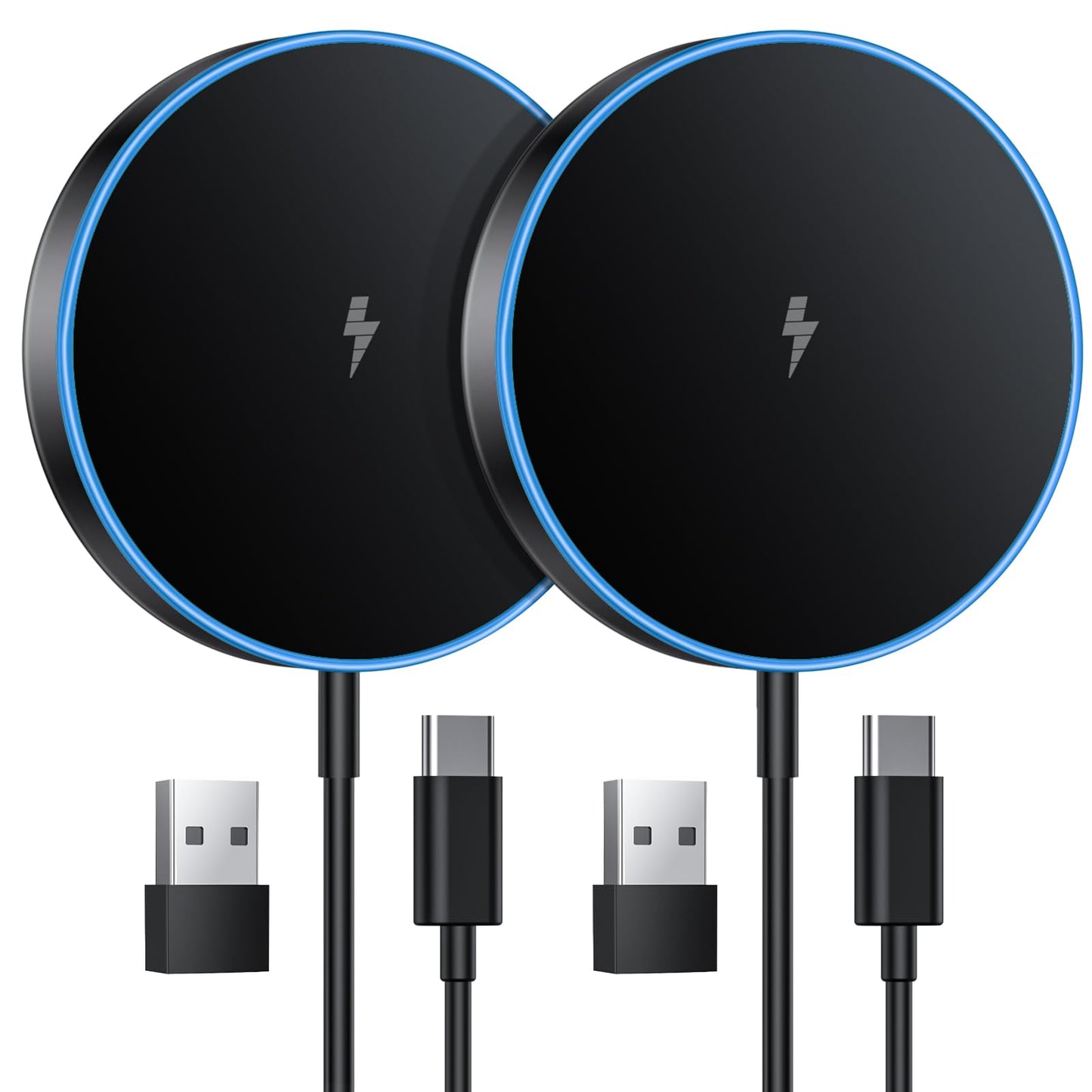 2 Pack Magnetic Wireless Charger 15w Apple Mag-Safe Charger for iPhone 16 Pro Max/16 Pro/16/16 Plus/15/14/13/12 Series AirPods 3/2/Pro/Pro 2 LED