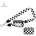 RsAingT Wristlet Wallets Keychain for Women, Clip and Go Strap for Phone with Clear ID Window Zipper Coin Purse(Checkerboard)