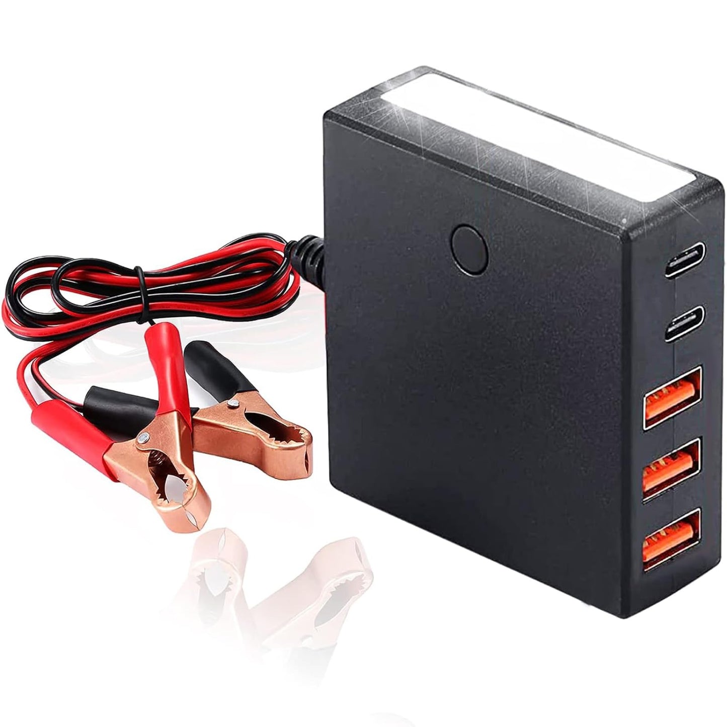 Bejavr 12V 24V to USB USB-C DC Buck Conversion Charger Multi Port Adapter with Battery Clip Output DC 5V 12A 60W