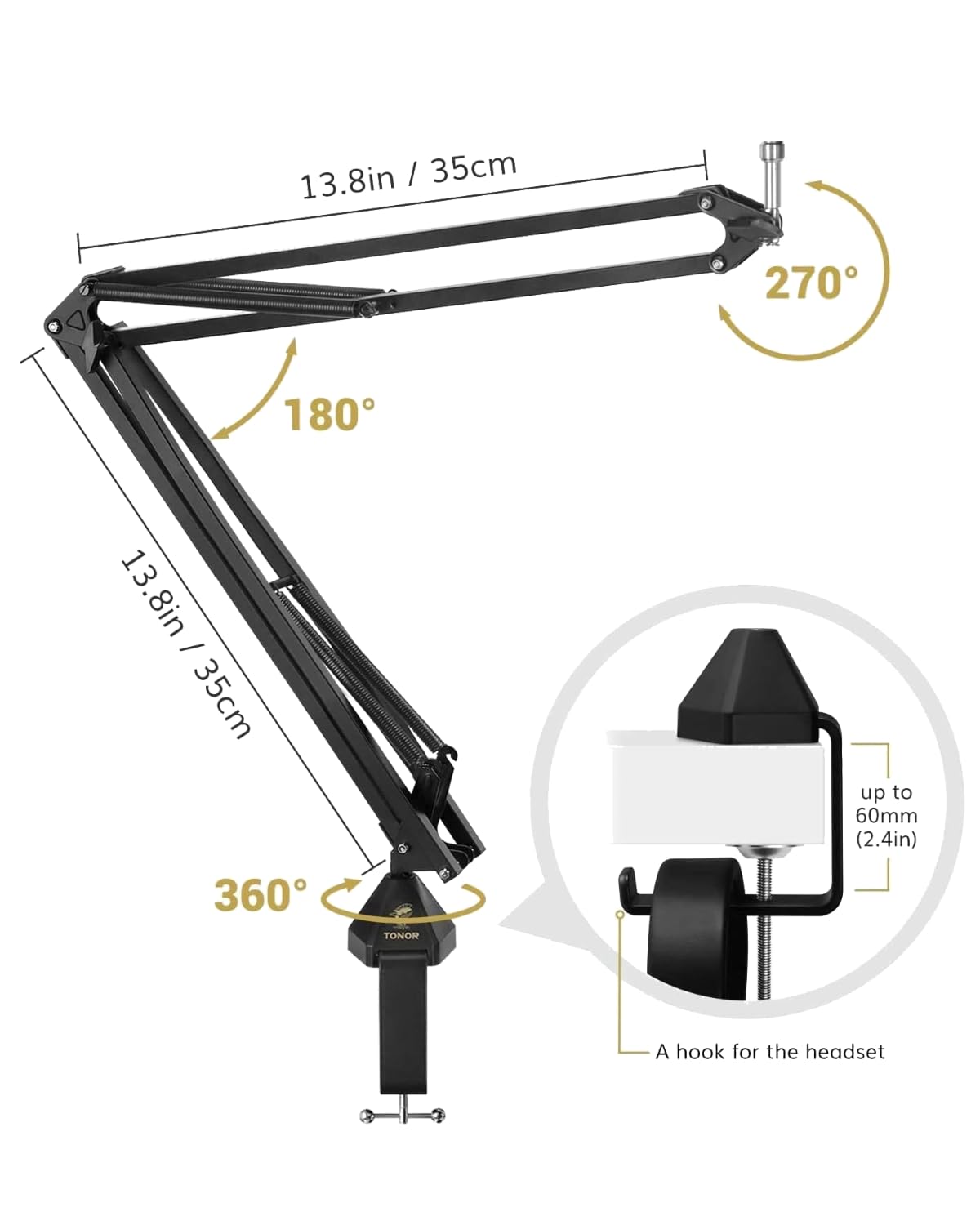 TONOR Condenser Microphone 192kHz/24Bit, USB Cardioid Computer Mic Kit with Upgraded Boom Arm/Spider Shock Mount for Recording, Streaming, Gaming