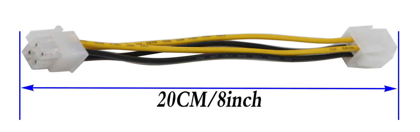 zdyCGTime(2-Pack) 4-Pin Molex M/F SATA Cable ATX 12V Power Supply 4-Pin CPU Male to Female CPU Motherboard Power SATA Extension Cable(20CM/8 Inch)