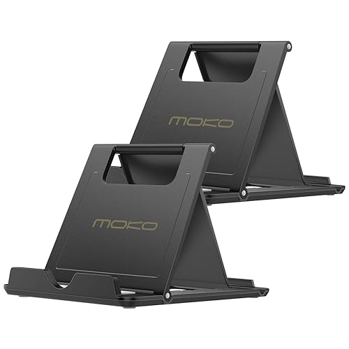 MoKo 2PCS Phone/Tablet Stand, Desktop Holder for 4-11" Device, Fit with iPhone 17/17 Air/17 Pro/17 Pro Max, iPhone 16/Pro/Pro Max/Plus, iPhone