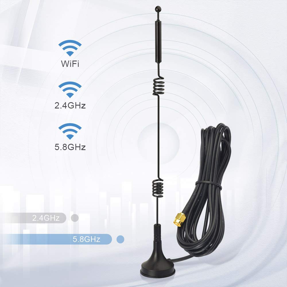 Bingfu Dual Band WiFi 2.4GHz 5GHz 5.8GHz 9dBi Magnetic Base MIMO RP-SMA Male Antenna 4-Pack for WiFi Router Wireless Network Card USB Adapter Security