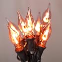 Halloween Decorations-Flickering Flame String Lights Outdoor Indoor, 12.8Ft C7 Retro Twinkle Flame Lights String with 10 Flame Light Bulbs(E12 Bulbs