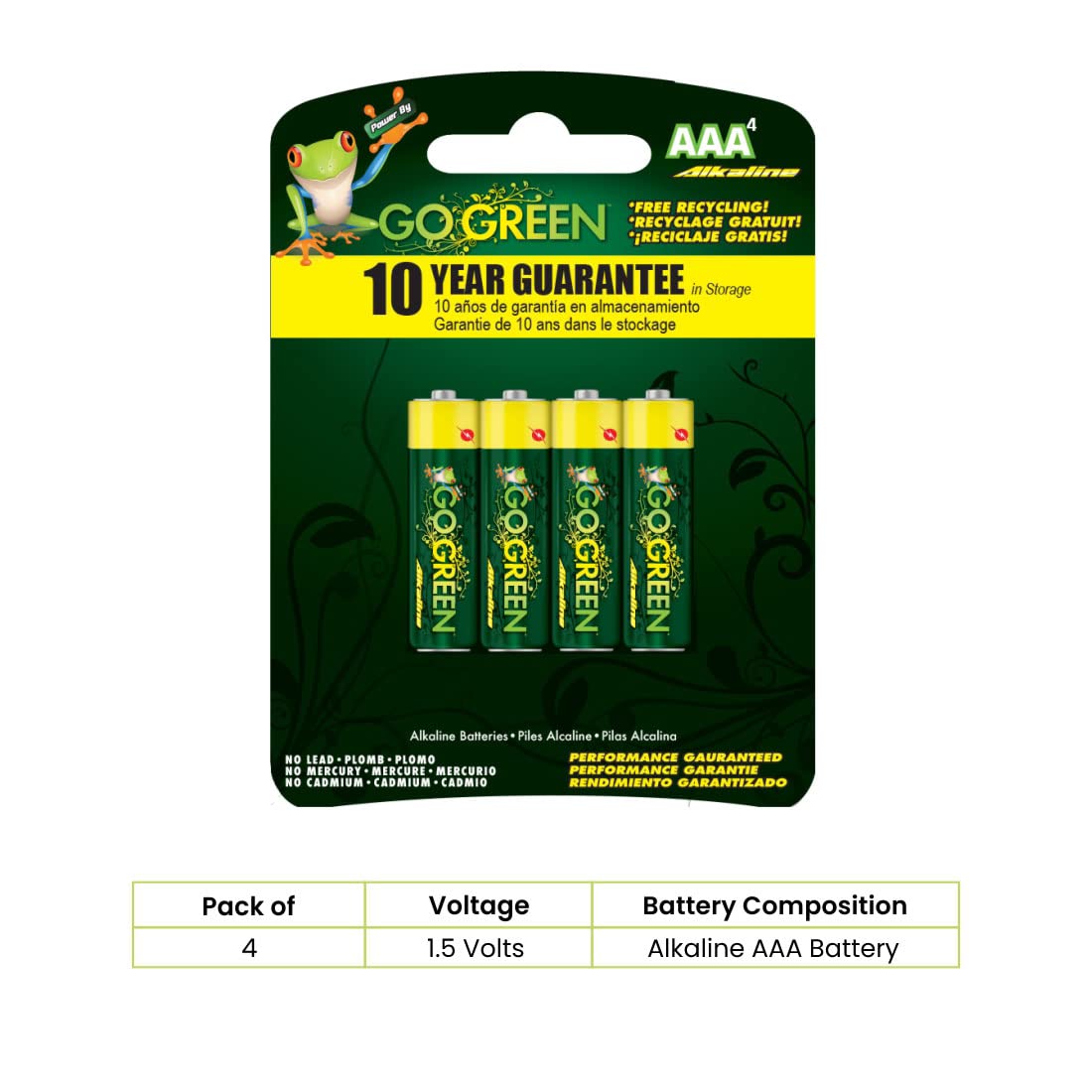 Go Green AAA Alkaline Battery 4-Pack