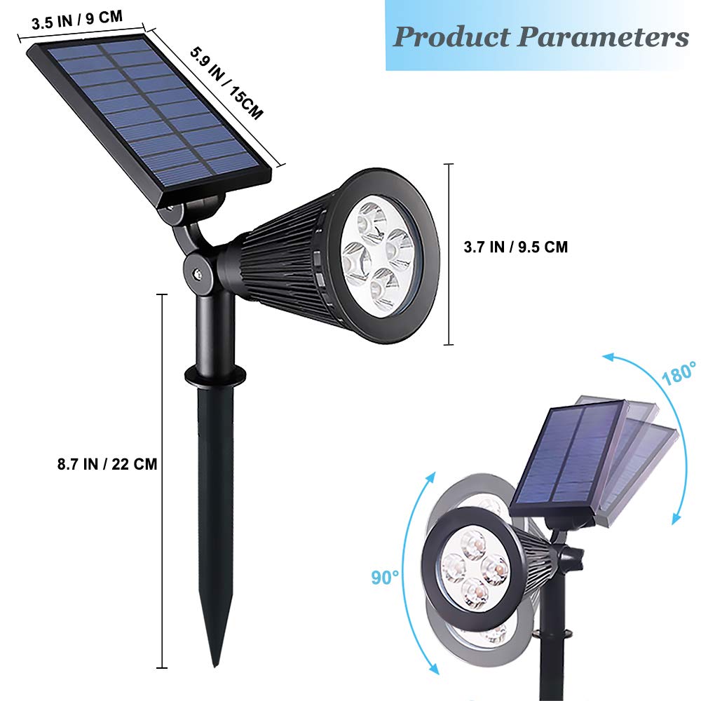 Youqian Clordeal Solar Lights Outdoor Waterproof, 2 in 1 LED Landscape Lights, 4 LED Solar Flag Pole Light Garden Pathway Yard Patio Lawn Decorative