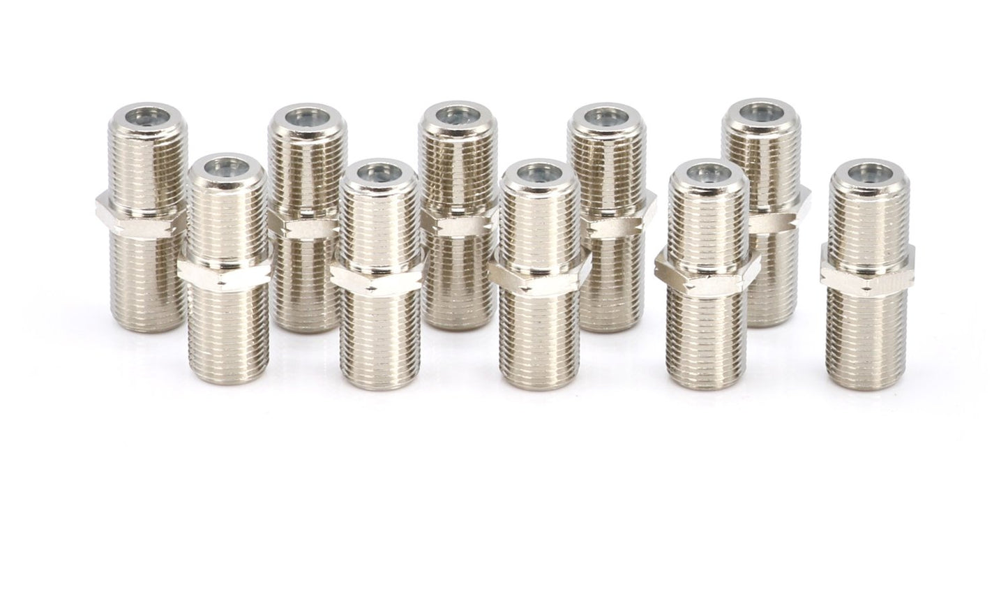 THE CIMPLE CO Coaxial Cable Connectors for RG6, RG59, RG58, RG11 - Female-to-Female F81 Coax Splices - Barrel Couplers for Extending Cables - 3 GHz