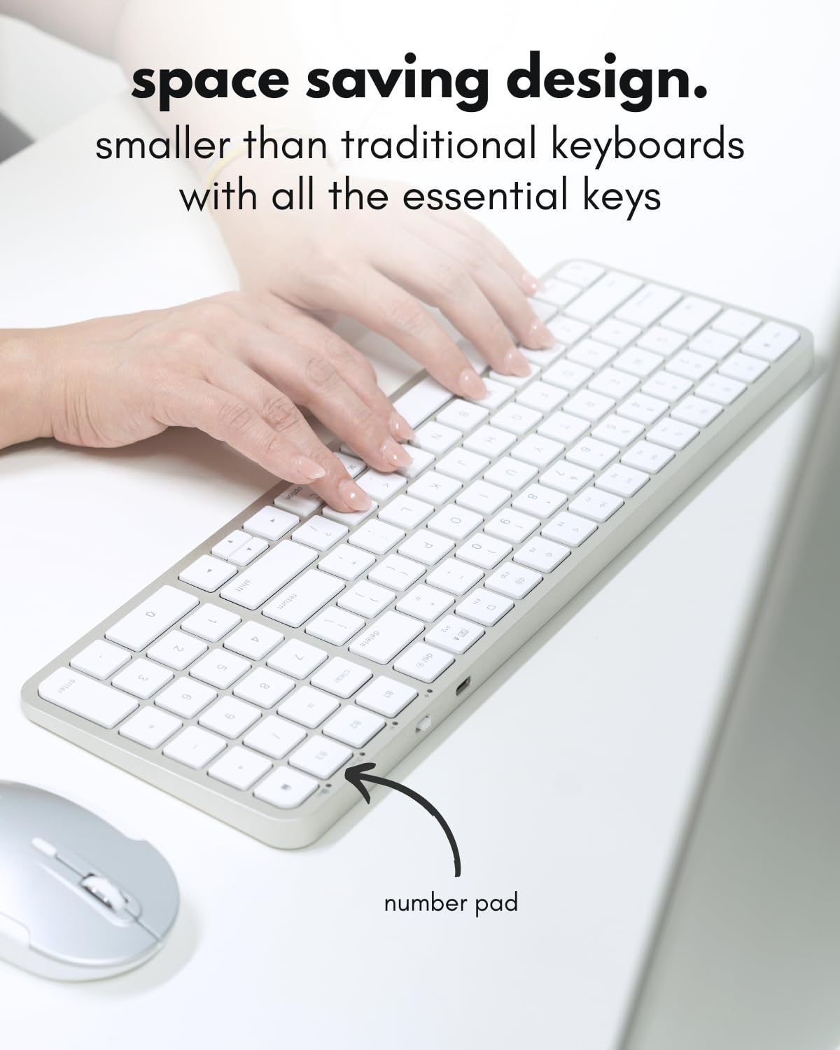 Macally Bluetooth Mac Keyboard and Mouse (Compact, Multi Device, Rechargeable) - Wireless Apple Keyboard and Mouse Combo - for Mac mini/Studio