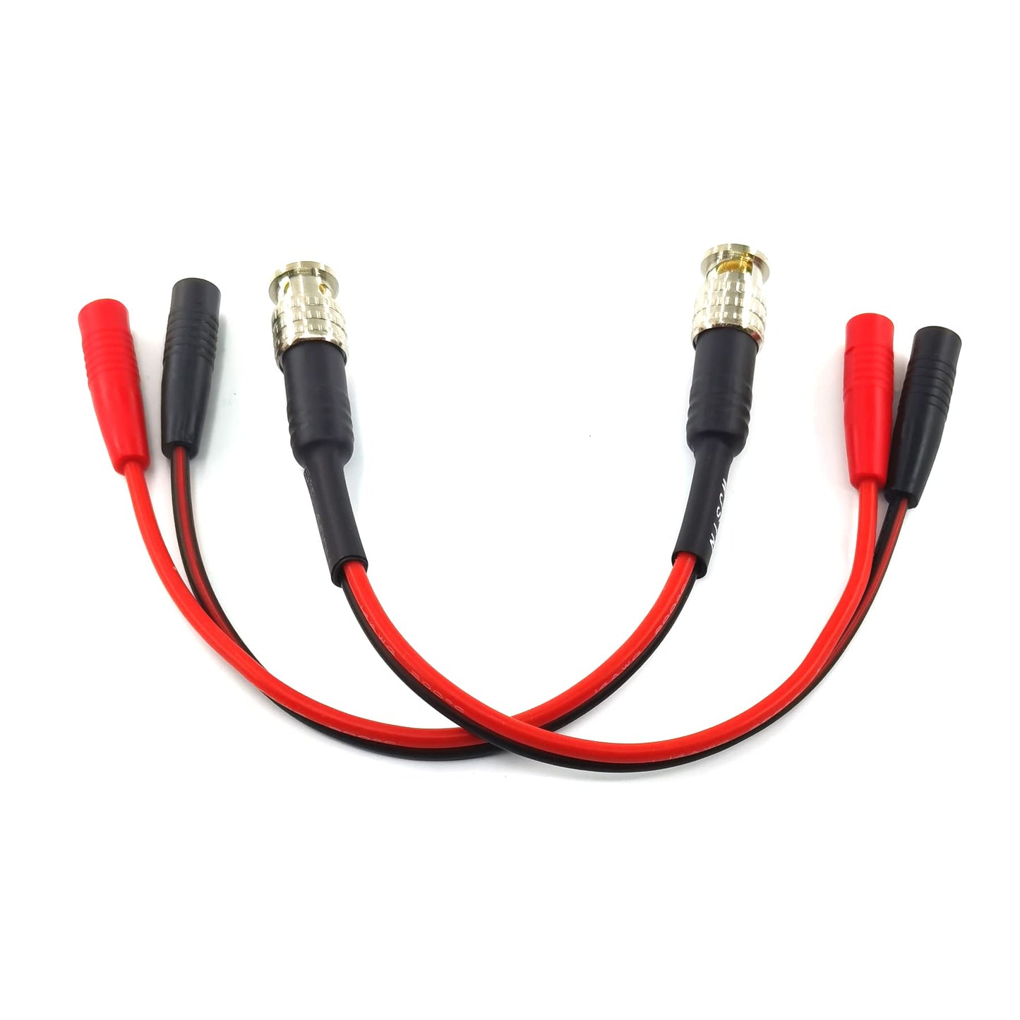 WJSTN bnc Male to 4mm Female Banana Plug Adapter,BNC Male Plug to 2X 4mm Dual Banana Jack Socket Binding Post Splitter Connecto 2Pack