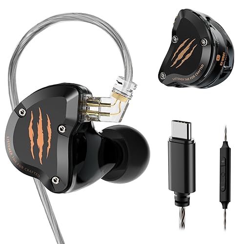 Rythflo in Ear Monitors Headphones, HiFi Wired Earbuds with Noise Isolating, Type-C with Microphone Earphone, IEM Headset with Detachable Recessed…
