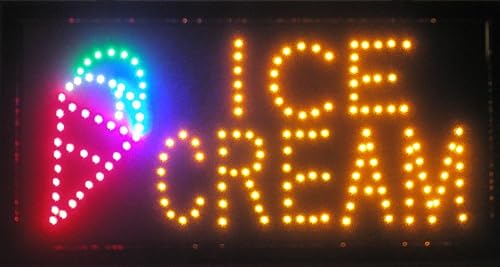 LED Neon Light Open Sign with Animation On/Off and Power On/Off Two Switchs for Business by E Onsale (Ice Cream L07)