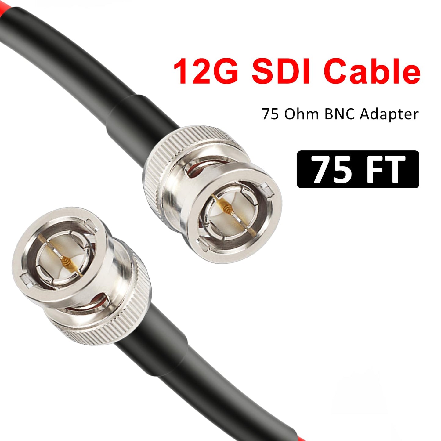 XRDS 12G SDI Cable 75FT, 75ohm RG6 BNC Supports HD-SDI/4K, 3G/6G-SDI for Video Security Camera SDI Converter