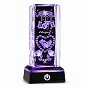 Zerelys Romantic Gifts for Him Her, Mother’s Day Gift for Wife, 3D Love Crystal Night Light with Multicolor LED Base, Anniversary Birthday Valentine’s