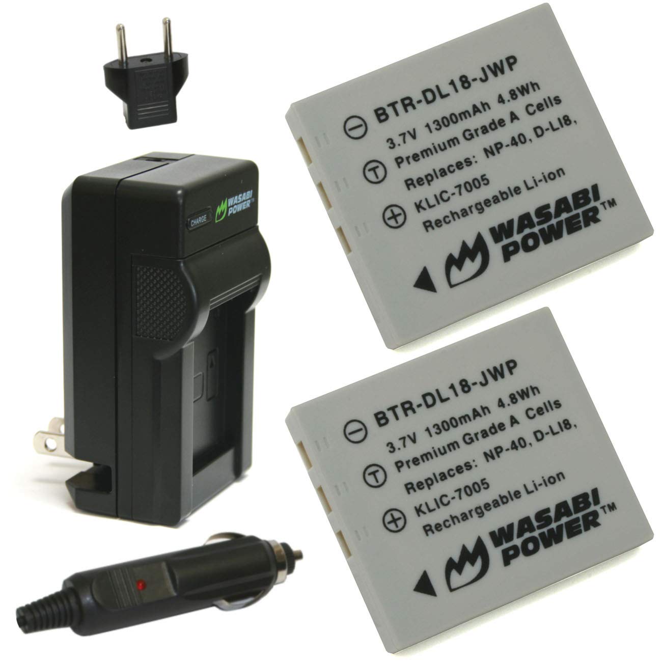 Wasabi Power Battery (2-Pack) and Charger for Fujifilm NP-40, NP-40N and Fuji FinePix F402, F403, F420, F455, F460, F470, F480, F610, F650, F700