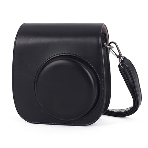 Phetium Instant mini 12 Camera Protective Case Compatible with Instax Mini 12 11,PU Leather Bag with Pocket and Adjustable Shoulder Strap (Black)