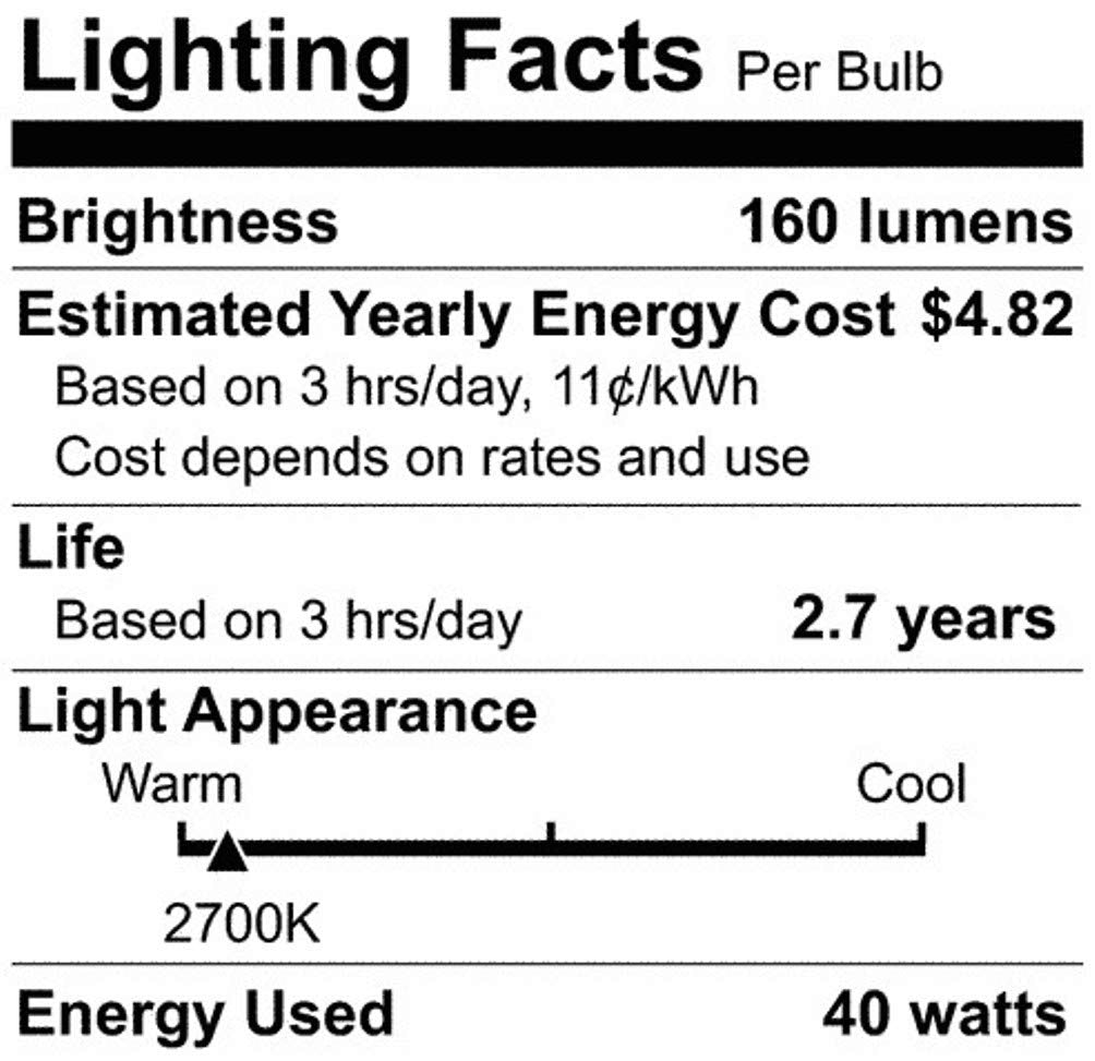 SATCO S2421 120 Volt, 160 LUMENS, 3000 Average Rated Hours, 40 WATT T9 Incandescent, Bulb, Clear, Medium Base