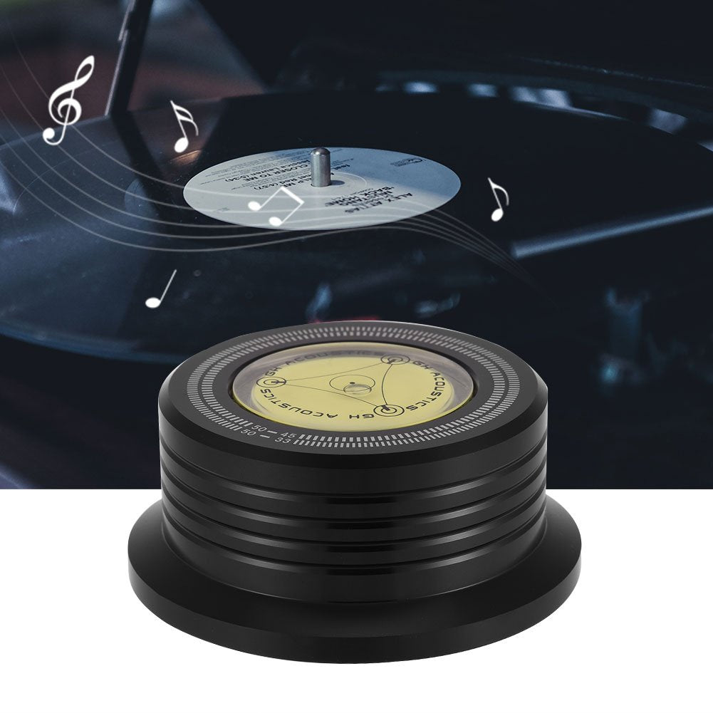 Turntable Disc Clamp, 50Hz Record Weight Stabilizer with Bubble for Record Player(Black)