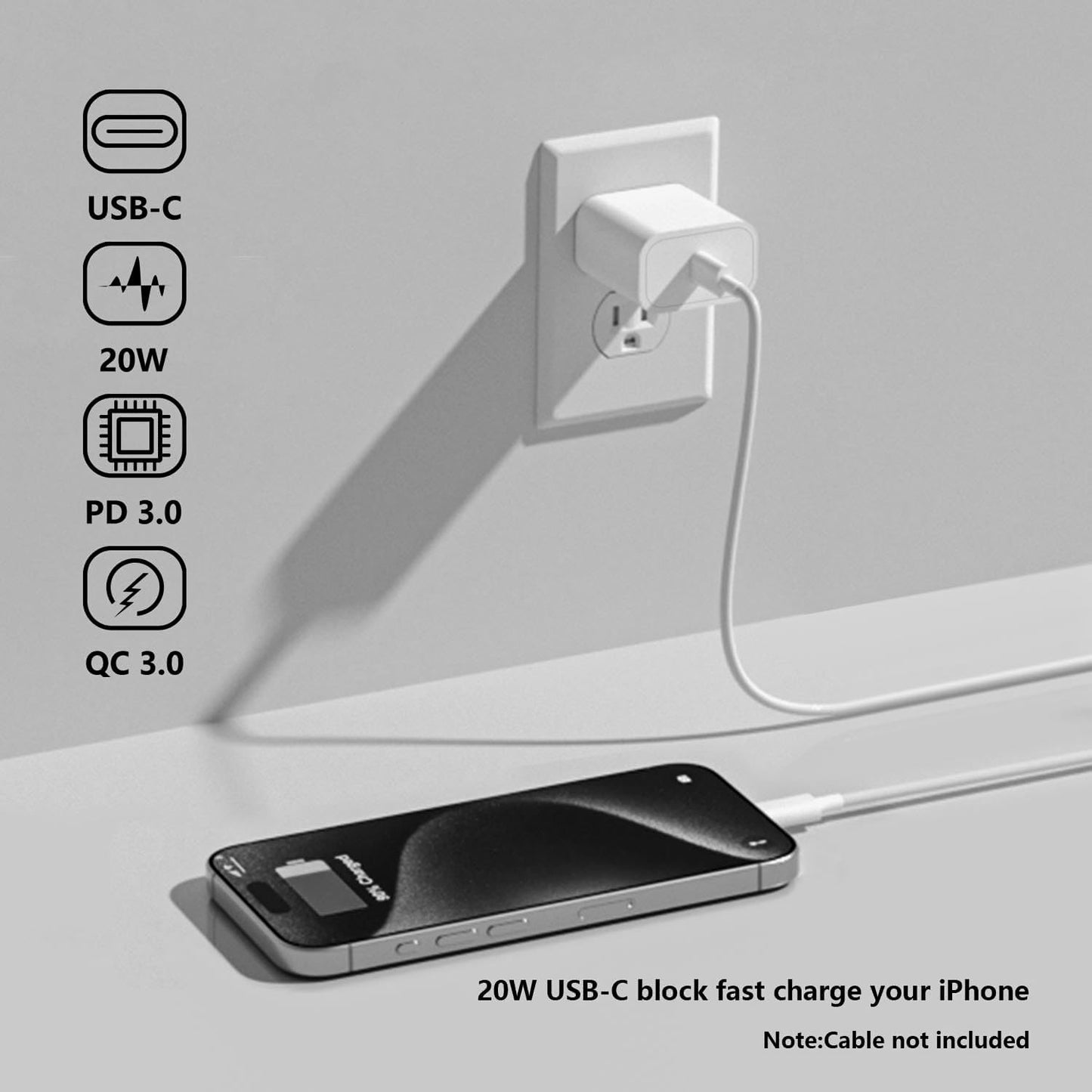 USB C Charger Block, 4 Pack 20W Fast Charge Type-C Adapter, USBC Wall Charger with 4FT/6FT USB C to C Cable for i Phone 17/17 Pro/16/16 Pro/16 Pro