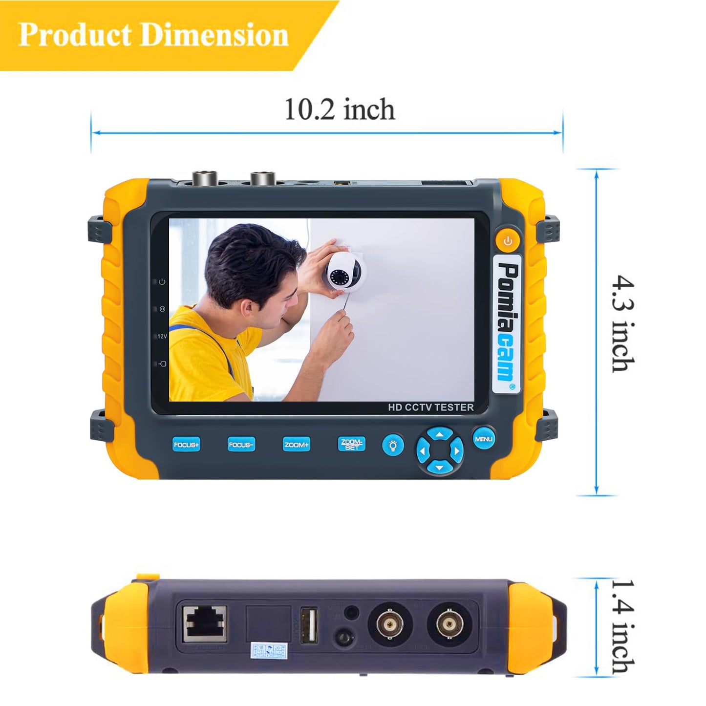 AHD CCTV Monitor Camera Tester IV8W 5 Inch 4-in-1 8MP AHD TVI 8MP CVI CVBS 1080P Coaxial HD Video Testerr Support RS485 PTZ Controller/UTP Cable