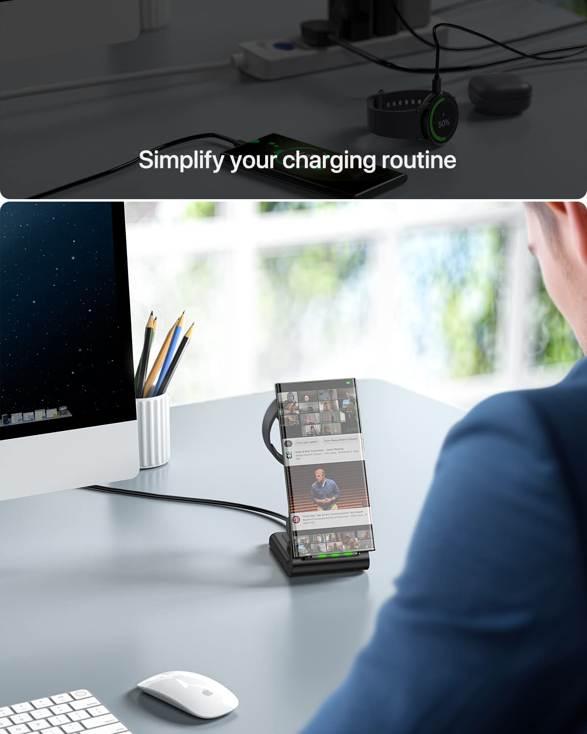 Intoval Wireless Charger,Wireless Charging Station for Samsung Galaxy Phone/Watch/Buds,fit for Galaxy S25/S24/S23/S22,Note20/10/Z Fold/FLI,Watch