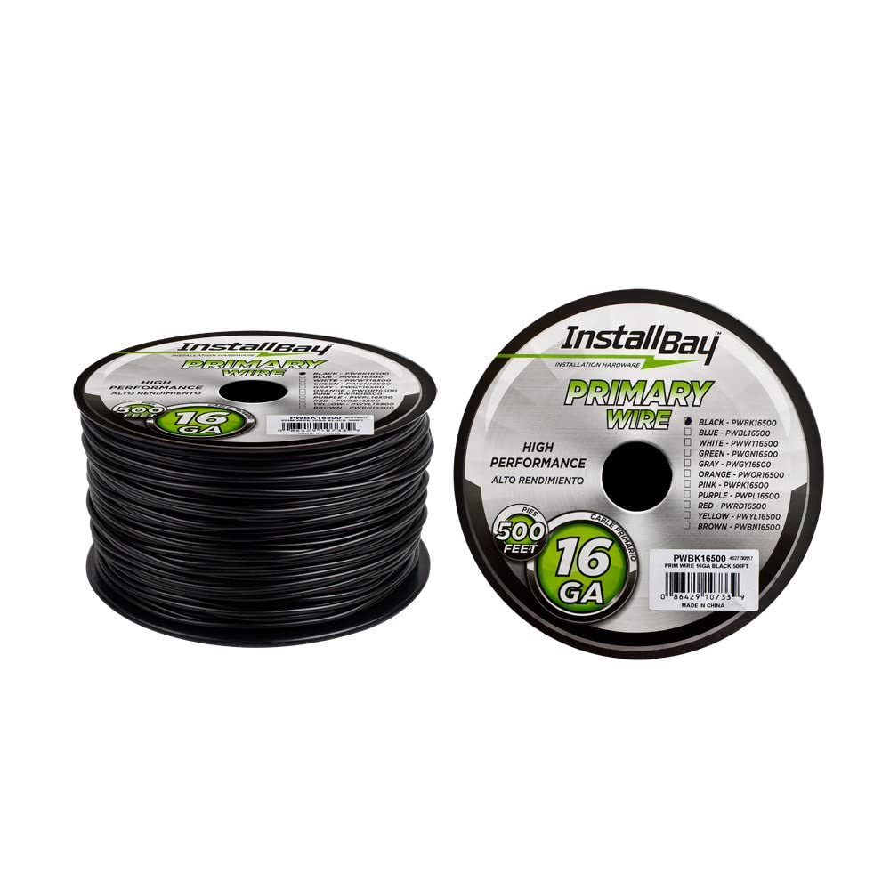 Install Bay PWBK16500 Primary Wire 16 Gauge - Black (500 Feet)