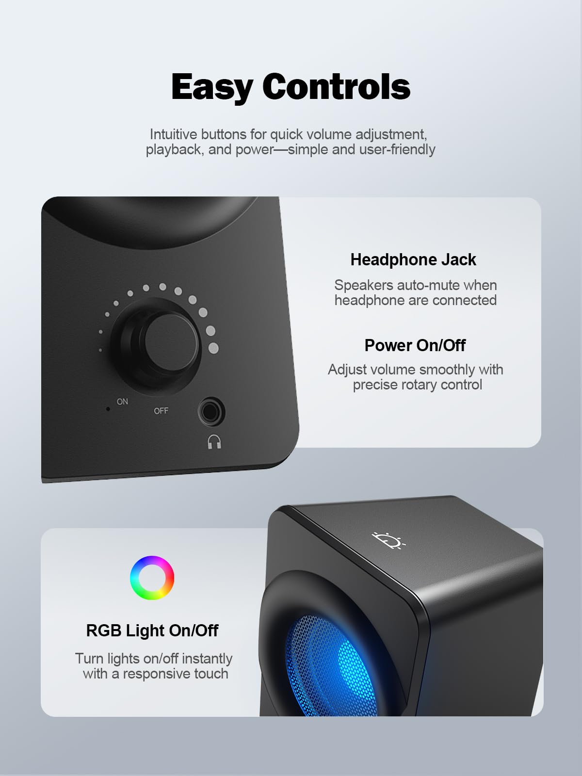 Bluedee Computer Speakers for Desktop PC, Dual Driver PC Speakers with RGB