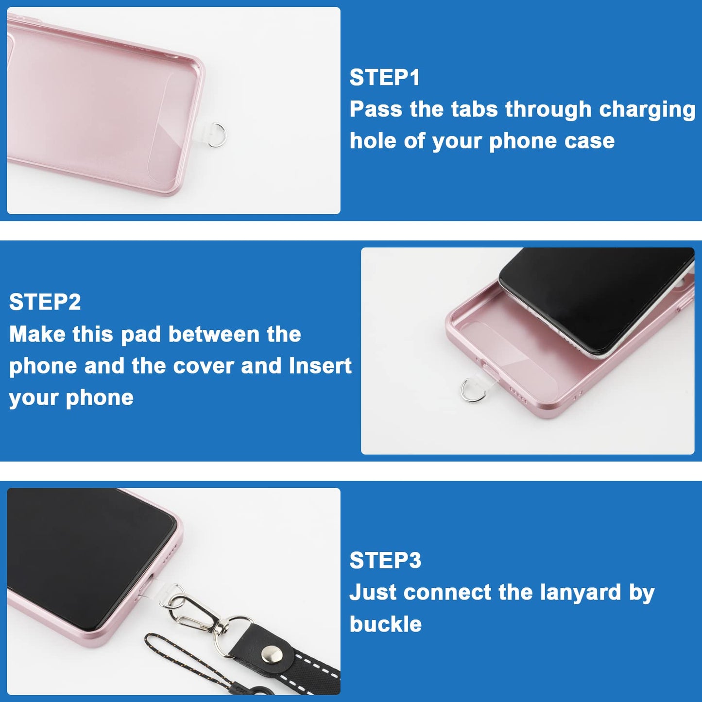 Phone Tether Tab, 10 Pieces Universal Phone Lanyard Patch Without Adhesive,Phone Lanyard Replacement Part for Cell Phone Strap(Transparent)