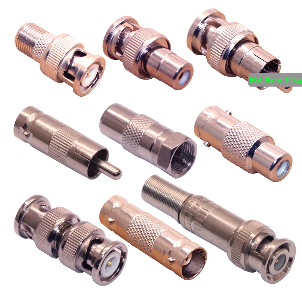 ZJKJHJY RF Coaxial Connector Kit, 9-Pack BNC Male/Female Adapters, RCA Plugs, Assorted Coax Connectors