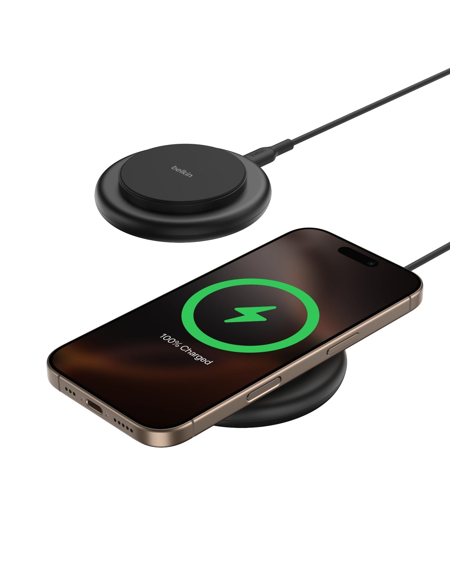 Belkin Magnetic Wireless Charging Pad 15W - MagSafe-Compatible Qi2-Certified Wireless Charging Station, iPhone Charger for Apple iPhone 16, 15, 14