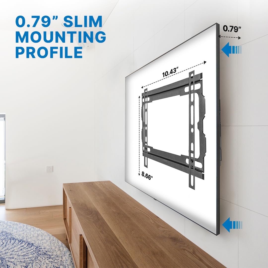 Vanco Fixed TV Wall Mount with Fixed TV Mounting Bracket - Slim Profile, VESA Compatible 200 x 200 or Less, Supports 23-43 Inch Displays