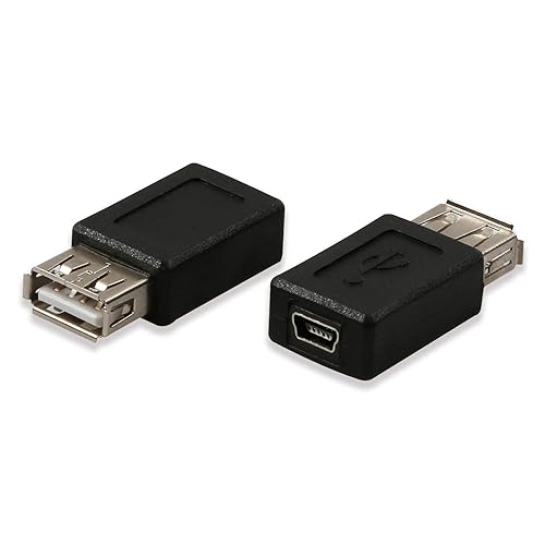 ELECTOP 2 Pack USB 2.0 A Female to USB B Mini 5 Pin Female Adapter Converter
