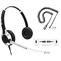 TruVoice HD-350 Deluxe Headset with Noise Reduction Voice Tube & HD Sound - Compatible with Yealink, Grandstream, Sangoma, Ooma and Snom Desk Phones