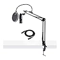 Audio-Technica AT2020 Condenser Studio Microphone with XLR Cable Knox Studio Stand and Pop Filter