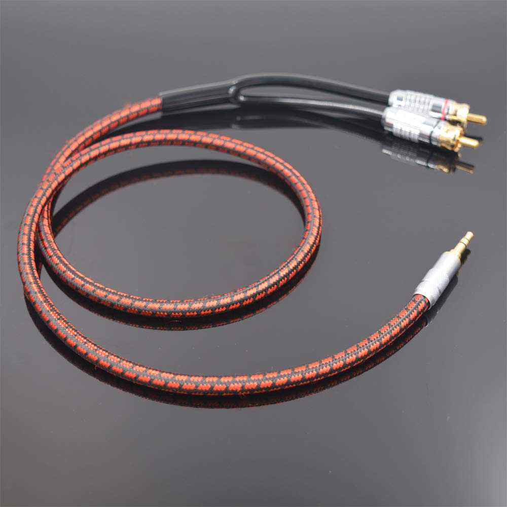 Primda Audiophile Audio Cable Stereo 3.5mm Male to 2 RCA Male Red for Smartphone, MP3,CD, Tablets, Speakers,Home Theater,HDTV (Straight 3.5mm (9