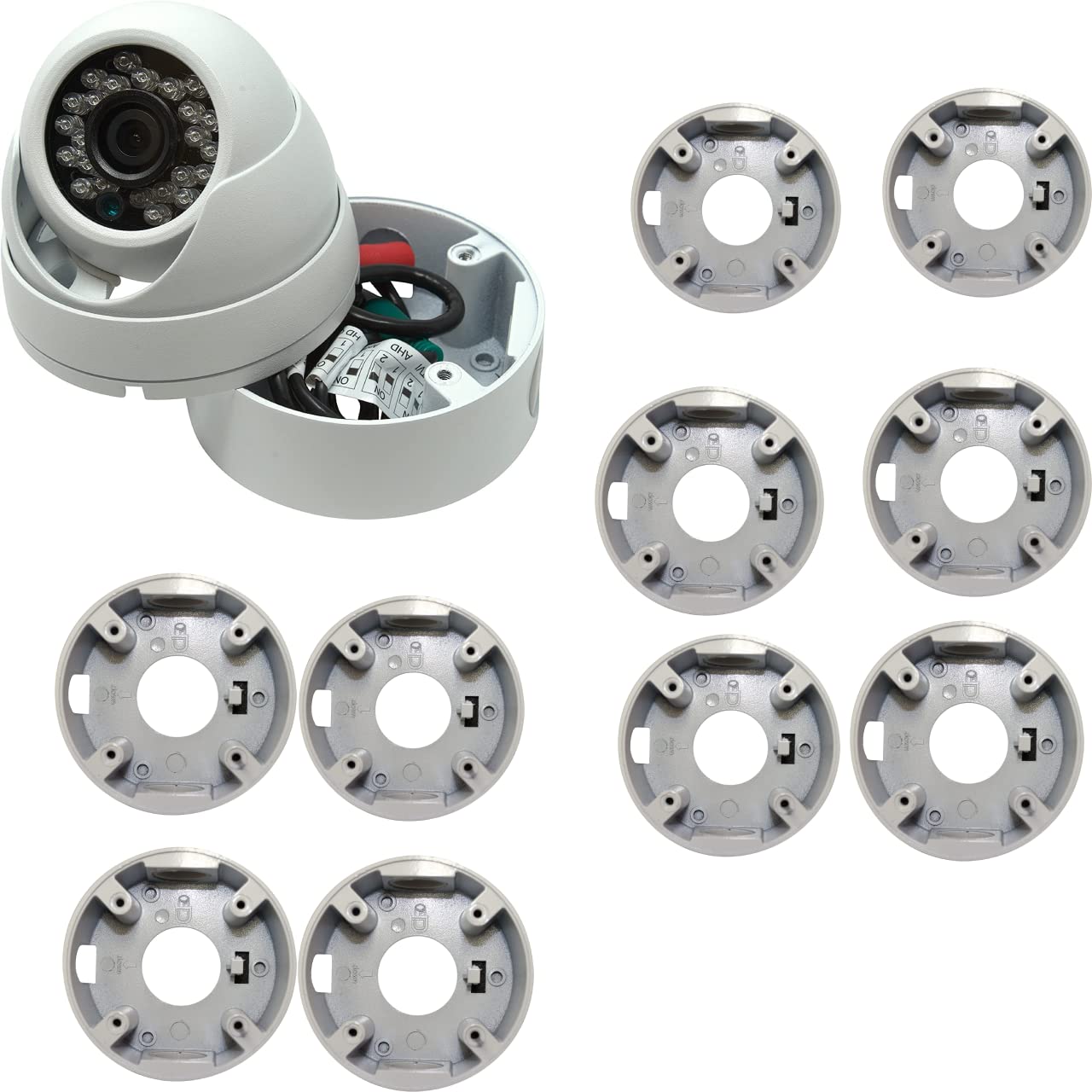 Kenuco White 3.75" Camera Base Junction Outlet Box for Fixed Lens Eyeball Turret Dome CCTV Security Cameras - 10 Pack