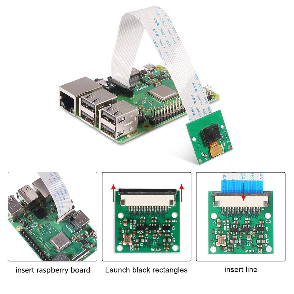 Aokin for Raspberry Pi Camera Cable, FFC Cable Ribbon Flex Extension Cable 15 Pin 1.0mm Pitch for Raspberry Pi, Octoprint Octopi Webcam, Monitor 3D