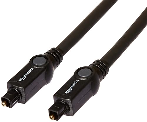 Amazon Basics Toslink Digital Optical Audio Fiber Optic Cable, CL3 Rated, Multi-Channel, for Sound Bar, Audio System, Home Theatre, Gold-Plated
