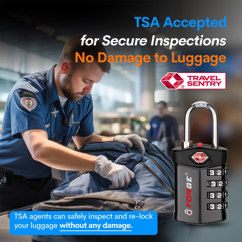 Forge TSA Approved Travel Lock – Durable Alloy Luggage Lock with Easy-Read Dials for Suitcases, Gym & School Lockers, Pelican & Gun Cases