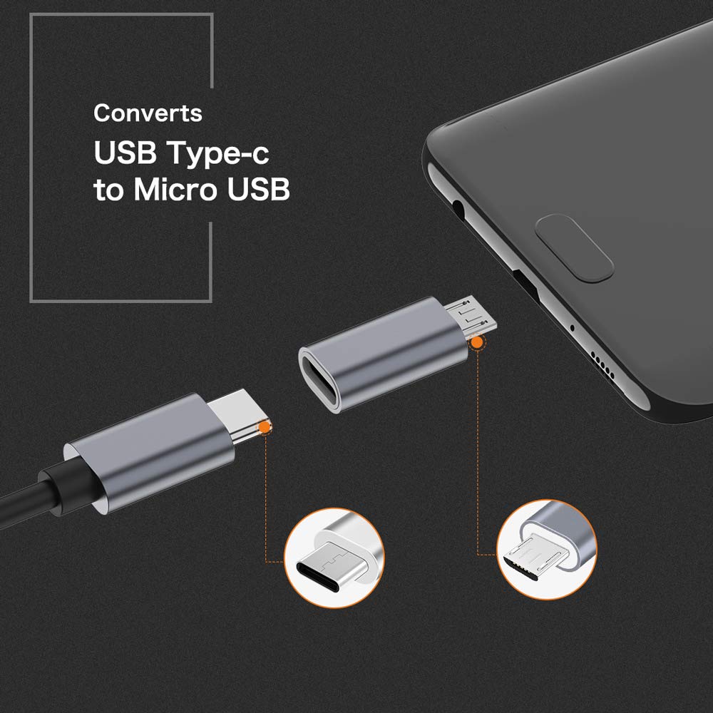 JXMOX USB C to Micro USB Adapter, (4-Pack) Type C Female to Micro USB Male Convert Connector Support Charge Data Sync Compatible with Samsung Galaxy…