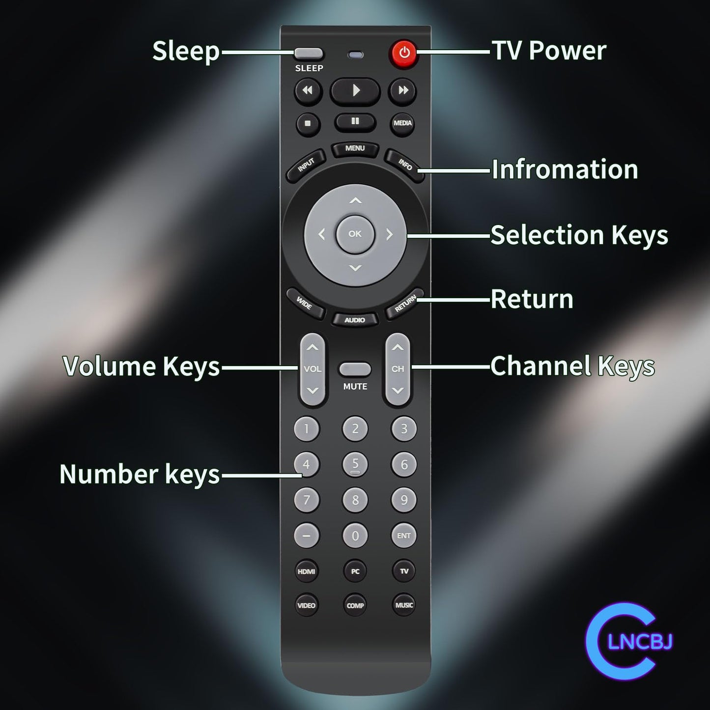 New RMT-JR01 Remote Control Compatible with JVC TV EM37T EM39FT EM39T EM55FT JLC42BC3000 JLE47BC3500