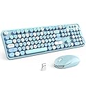 MOFII Wireless Keyboard and Mouse Combo, Retro Keyboard with Round Keycaps, 2.4GHz Dropout-Free Connection, Cute Wireless Mouse