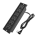 Recessed Power Strip Without USB,Mount Industrial Workshop Power Charge Station 6 Outlets 6.56’ft Extension Flat Plug Black