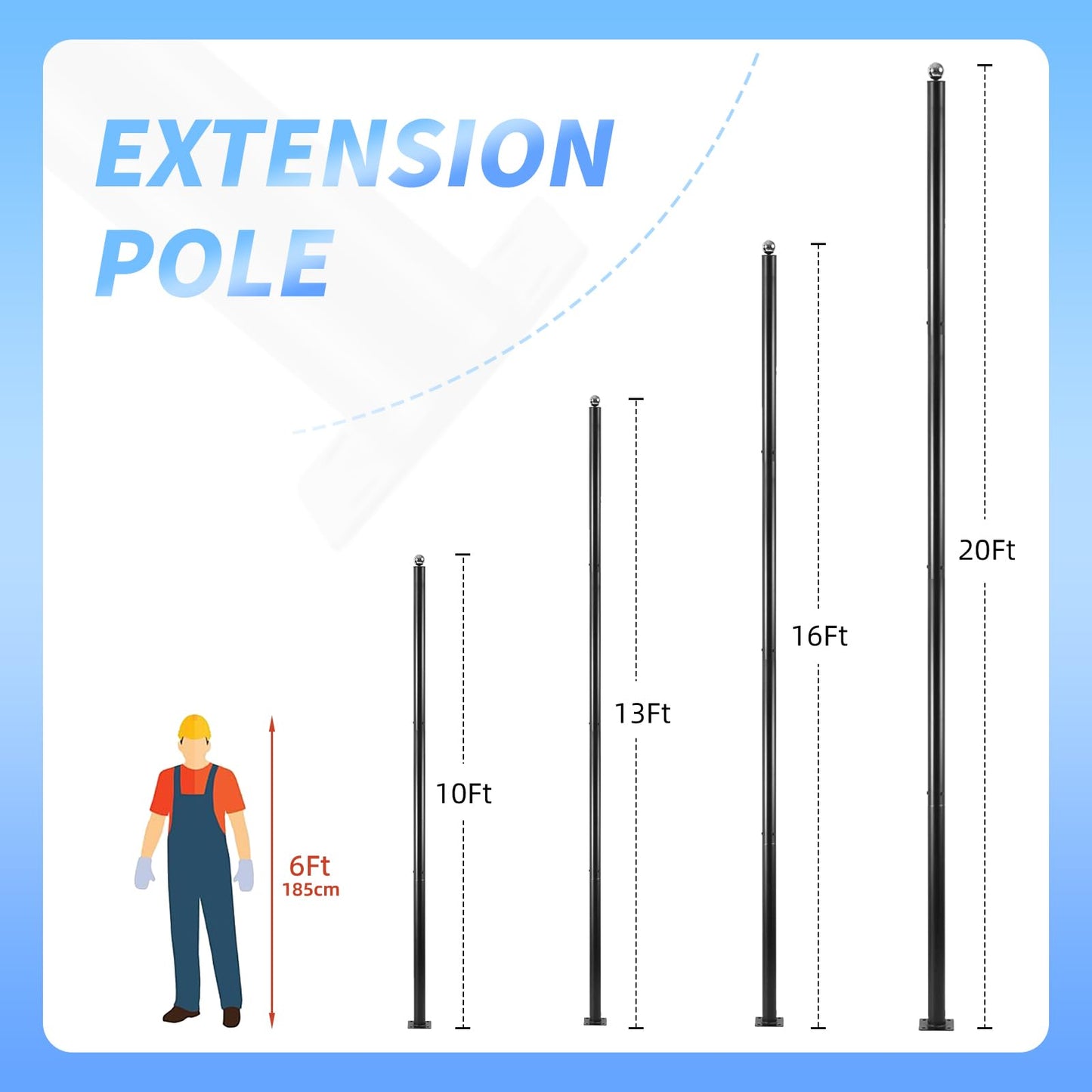 FLwumaotou Street Light Pole 10Ft, Street Light Poles for Outdoor Lighting,Solar Pole Accessory for Street, Suitable for Farm, courtyards, Parks