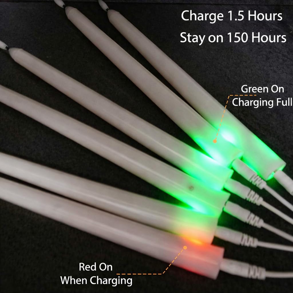 ZenQiKe Rechargeable Taper LED Candles 6 PCS with Remote Timer Suckers, 3D Flickering Flameless Light Window Candles,Battery Operated Candlesticks