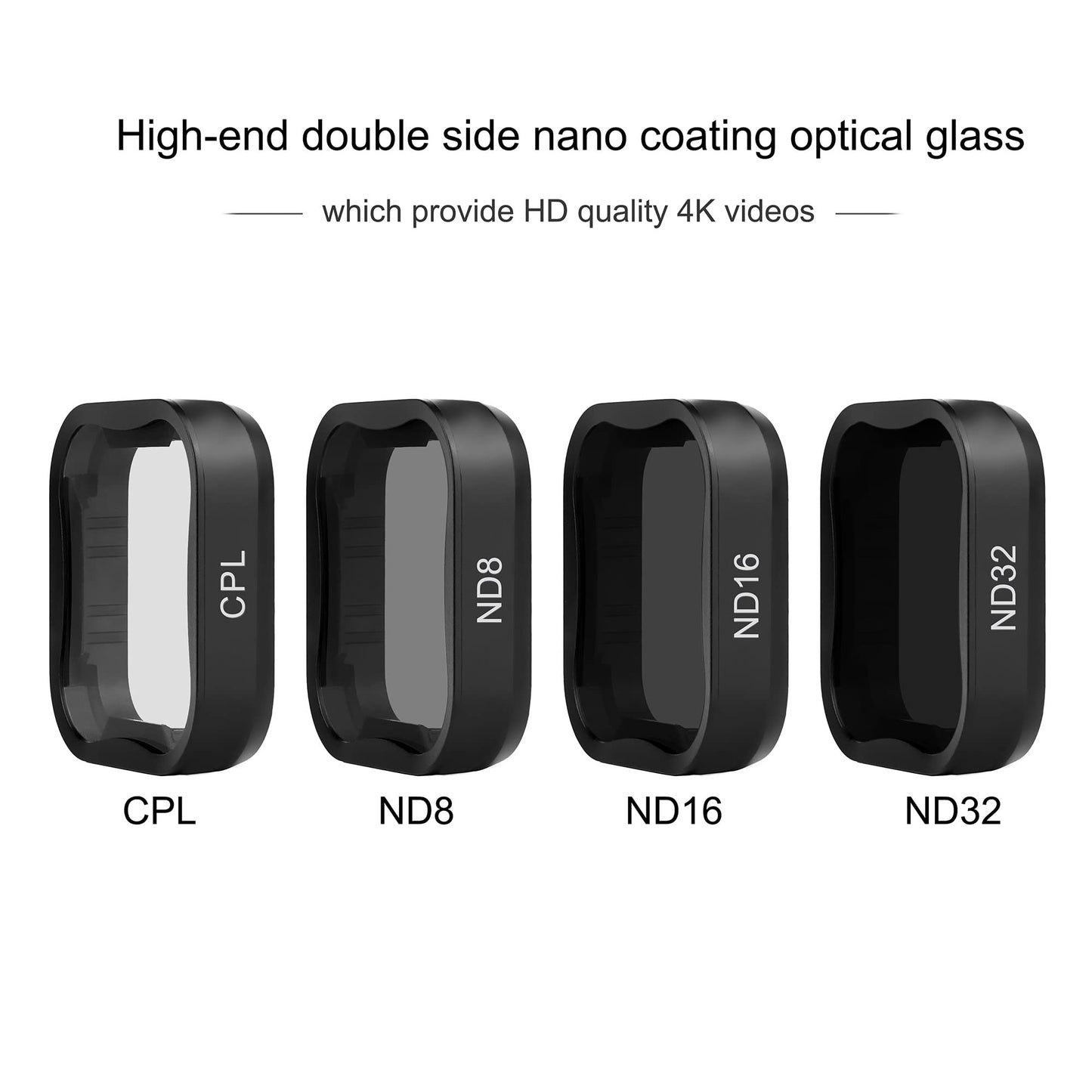 SOONSUN ND Filter Kit for GoPro Hero 5/6/7 Black, 4-Pack (ND8, ND16, ND32, CPL), Multi-Coated Optical Glass Neutral Density & Polarizer Lens Filter