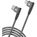GALVANOX Right Angle Lightning to USB-C Cable (Apple MFi Certified) Braided iPhone Charger L-Shape Cord for Fast Charging iPhone 12/13/14 Pro…