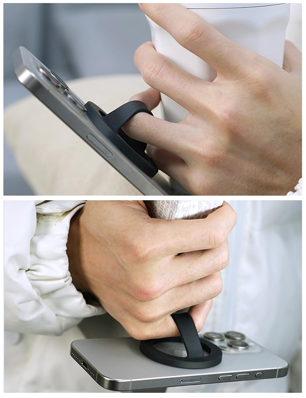 Silicone Magnetic Phone Grip - Finger Loop Design Ring for iPhone Back Magnet Phone Holder Compatible with Magnetic Case