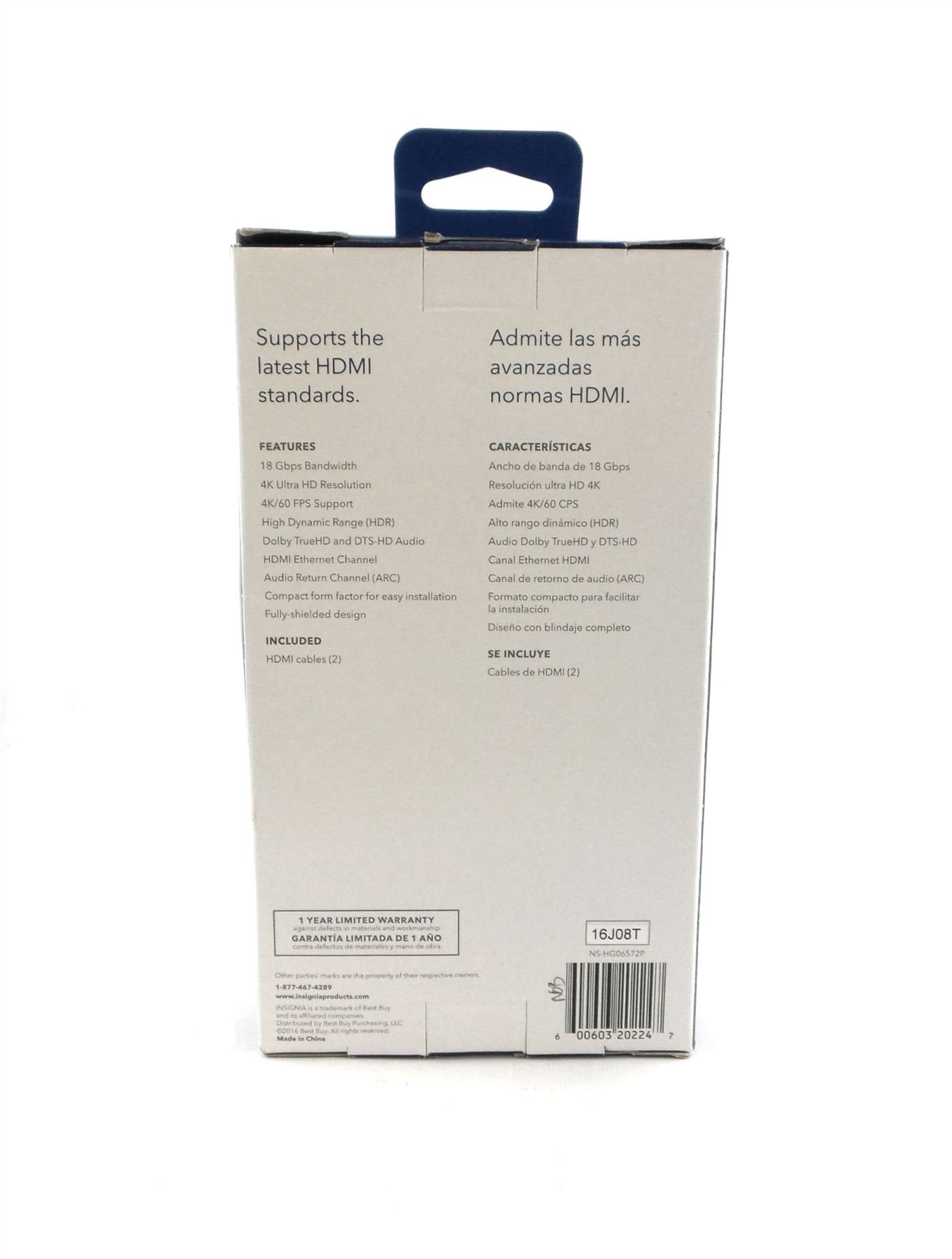 Insignia - 6' 4K UltraHD HDMI Cable (2-pack) - Black NS-HG06572P